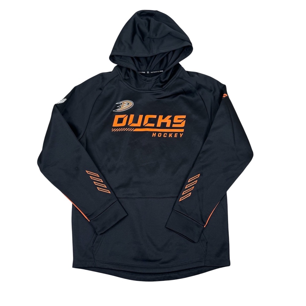 Authentic Pro Fanatics Anaheim Ducks Hockey NHL Black Orange Hoodie Sweatshirt